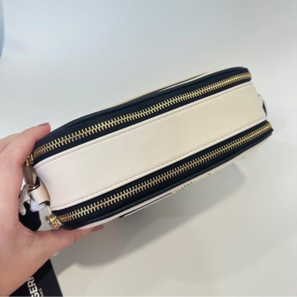 Karl Lagerfeld White and Black Crossbody Camera Bag with Iconic Cartoon Motif - Picture 9 of 12